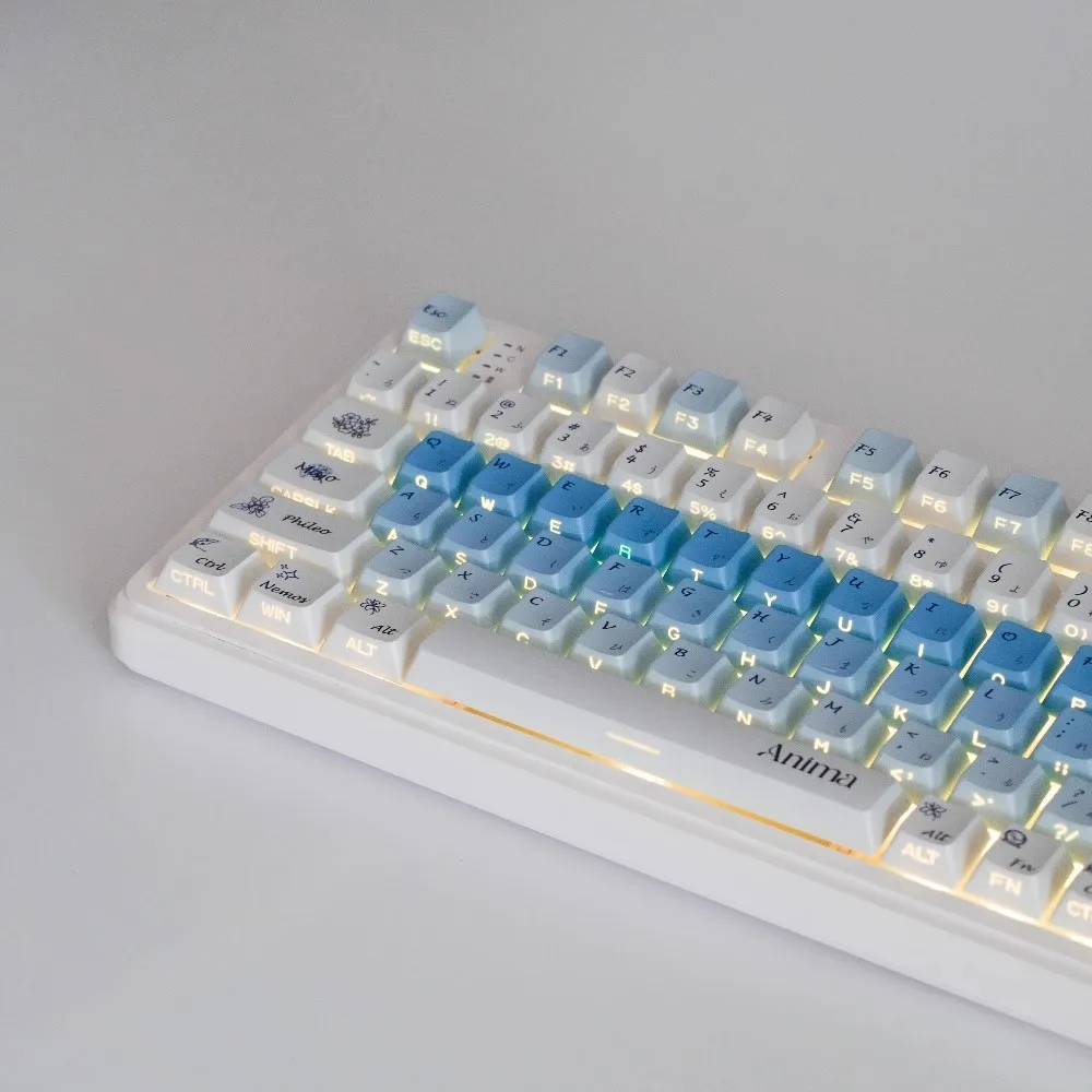 1 Set Isekai Joucho Virtual Singer Nemophlia Keycaps PBT Dye Sub Side Printed Backlit Key Caps Cherry Profile Animation Keycap