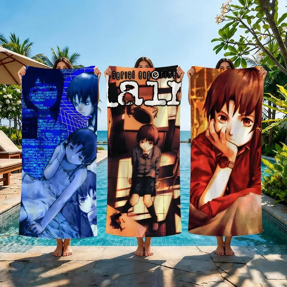 S-Serial Experiments Lain Towel Beach Towel Quick Dry Absorbent Bath Towel For Swimming Gym Camping Outdoor Sunbathing
