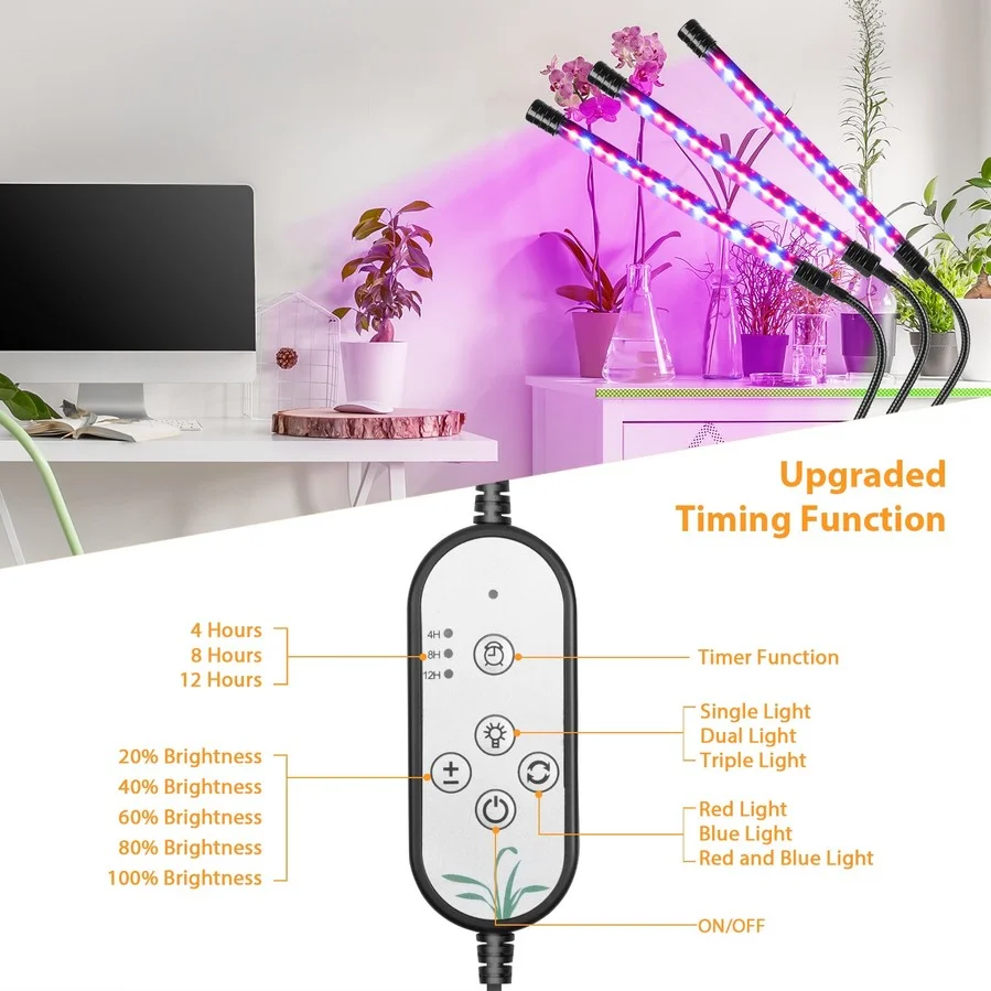 VnnZzo-luz LED para cultivo, lámpara Phyto de espectro completo con Control fitolamp para plantas, plántulas, tienda de campaña para el hogar