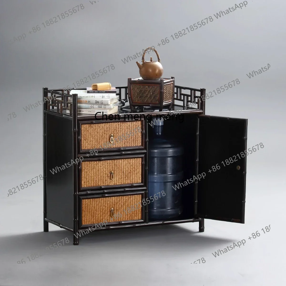 Tea cabinet rack tea set Pu'er tea storage display Bogu rack can hold bucketsJJ