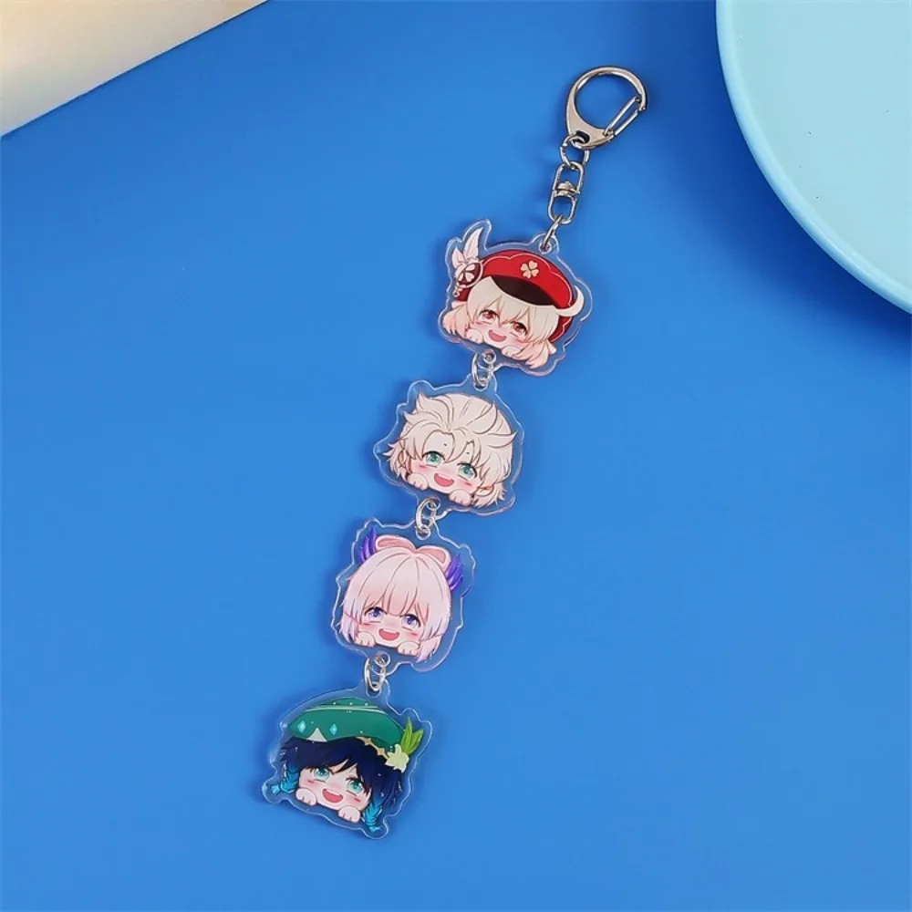 YuanShen Game Cartoon Q Version Keychain Decoration Keyring Student Bag Hanging Impacting Klee Nahida Zhongli Ganyu Long Pendant