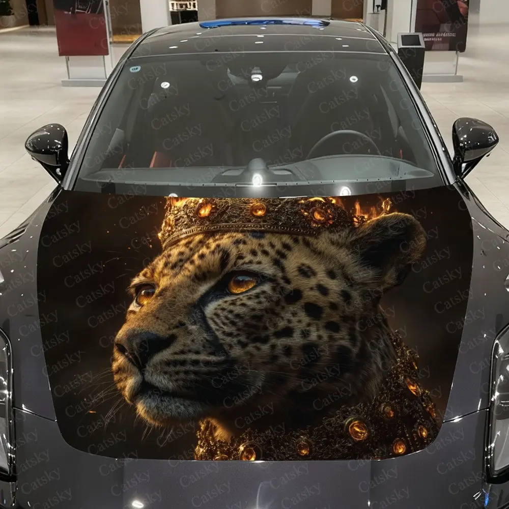 Cheetah King Car Hood Decal Sticker - Durable Vinyl Wrap - Fit For Most Vehicles