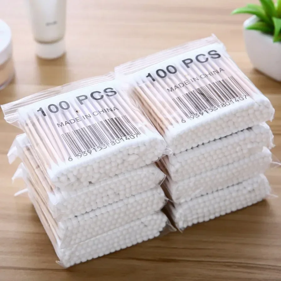500pcs Cotton swab double headed disposable sterile household ear cleaning, makeup removal, makeup and beauty cotton swab