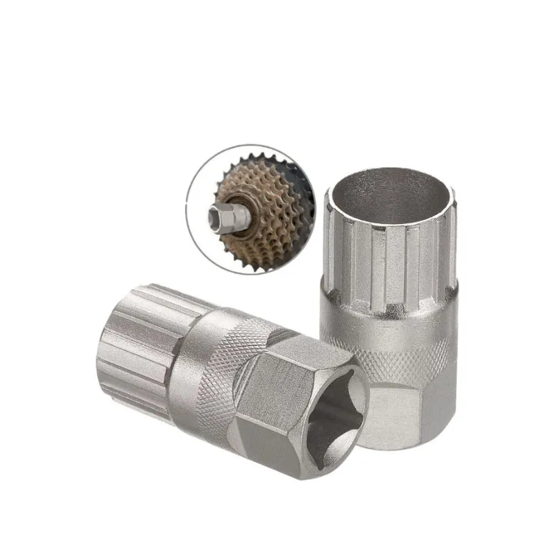 

Bike Rear Cassette Cog Remover Bicycle Repair Tools Freewheel Socket Silver Tool MTB Bicycle Cassette Crank Wheel Removal Tool