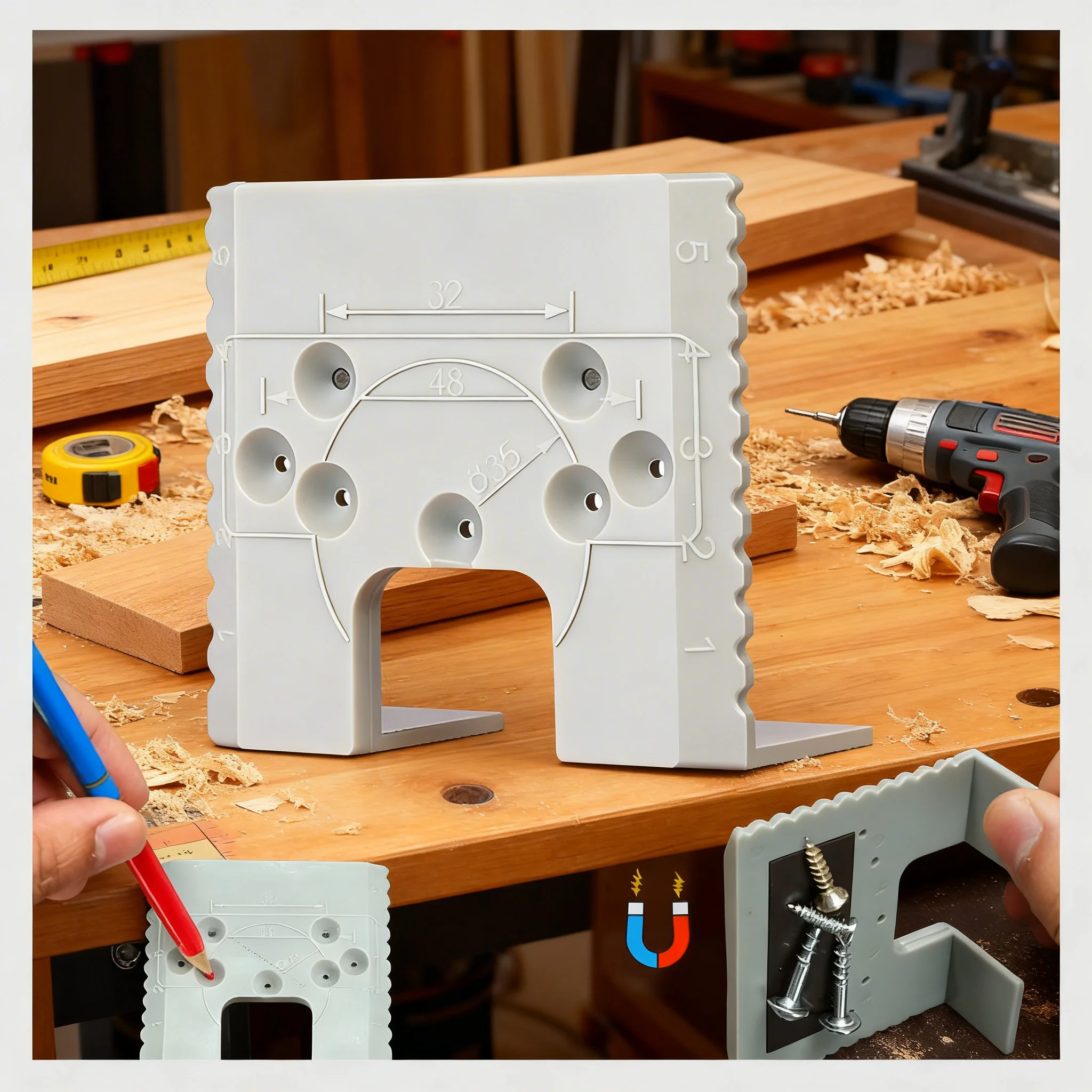 1/2pcs Door Hinge Jigs Accurate Guide Drill and Cutting Hinge Installation Positioning for Carpenter Pocket Drawer Garage Home