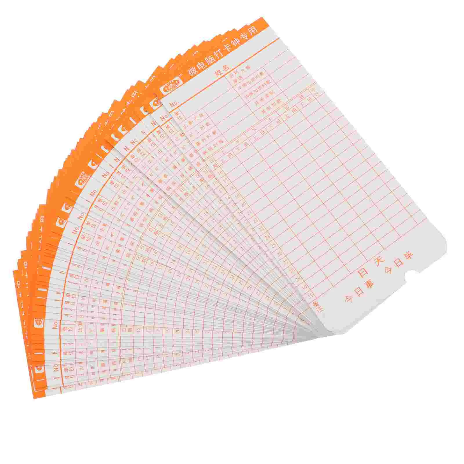50 Sheets Punch Card Office Accessories Time Recorder Recording Clock-in Paper for Attendance Warehouse Monthly Clocking