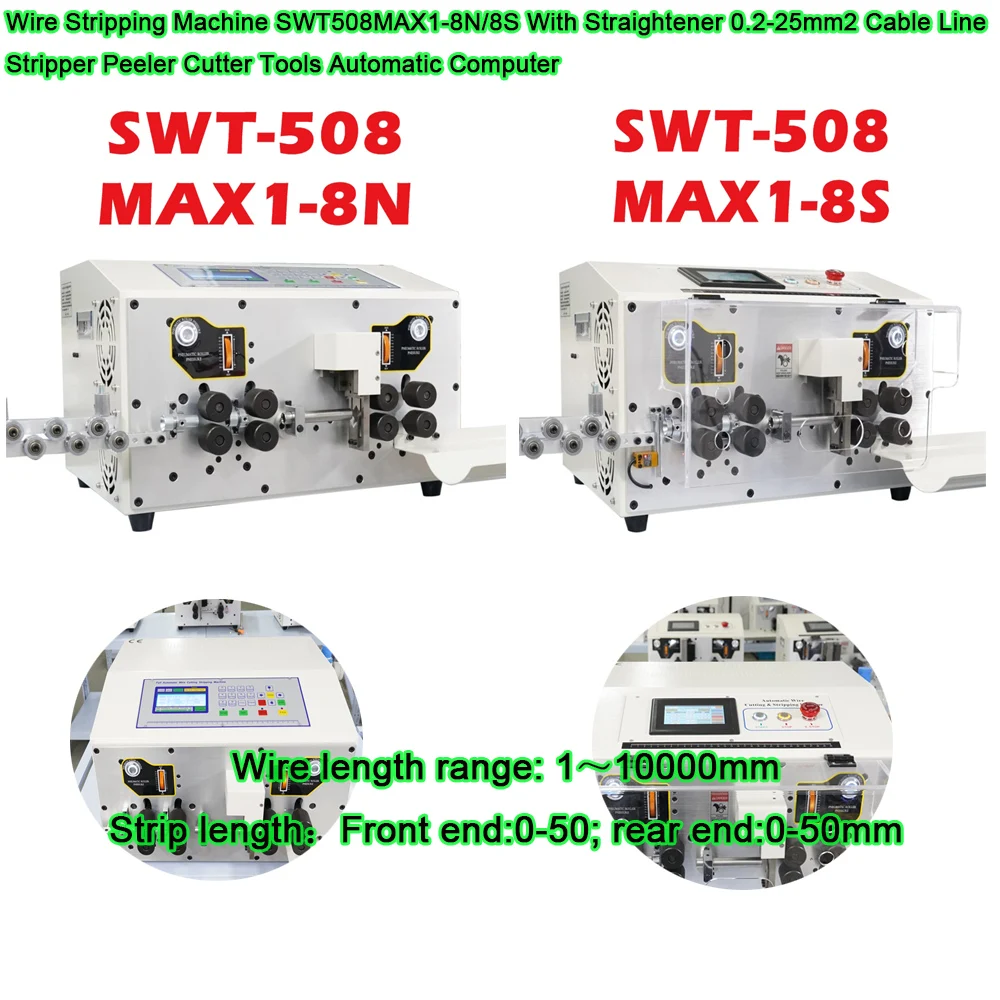 

Wire Stripping Machine SWT508MAX1-8N/8S With Straightener 0.2-25mm2 Cable Line Stripper Peeler Cutter Tools Automatic Computer