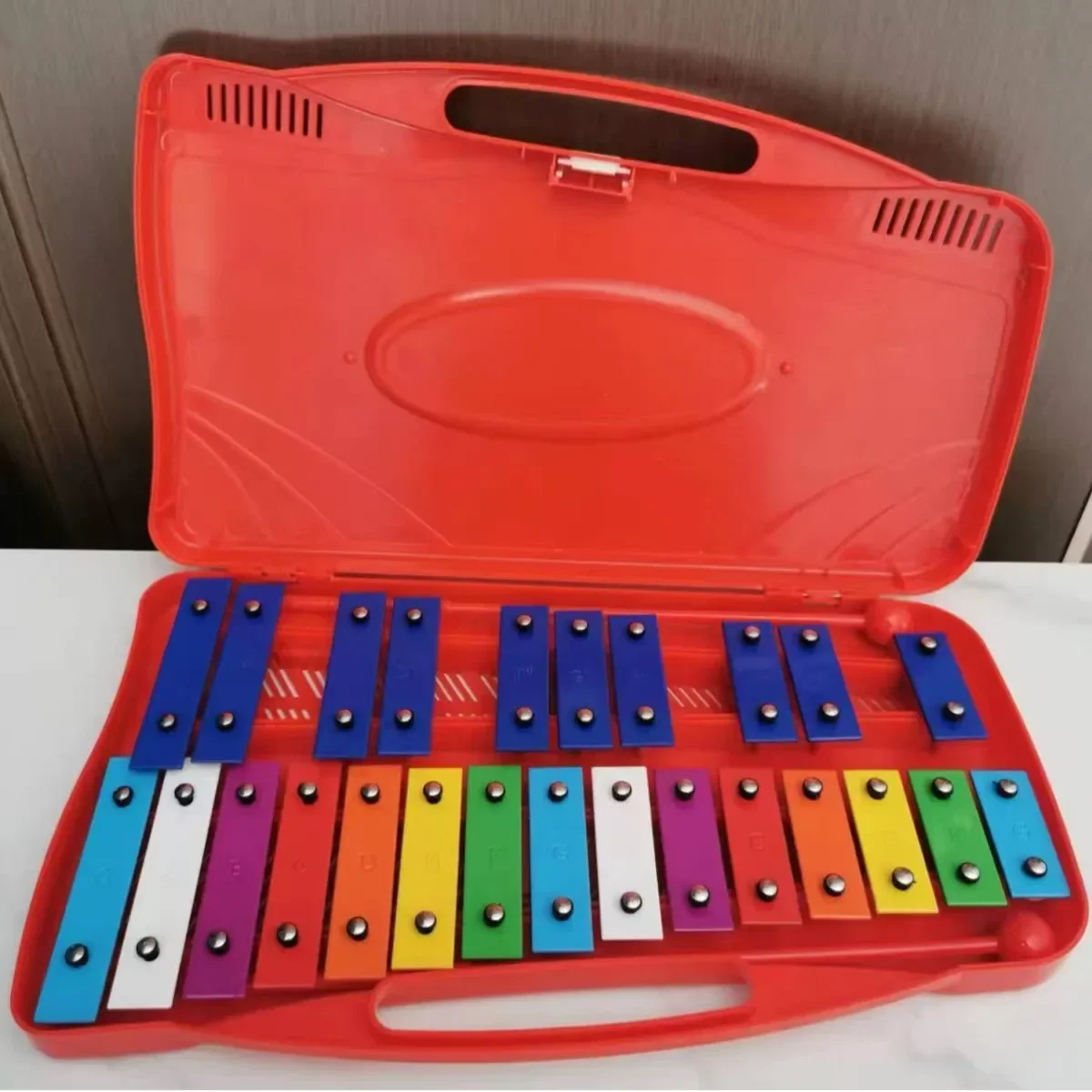 2025 Chromatic Xylophone 25-Note Colorful Metal Keys Kids Musical Instrument with Piano Like Learning