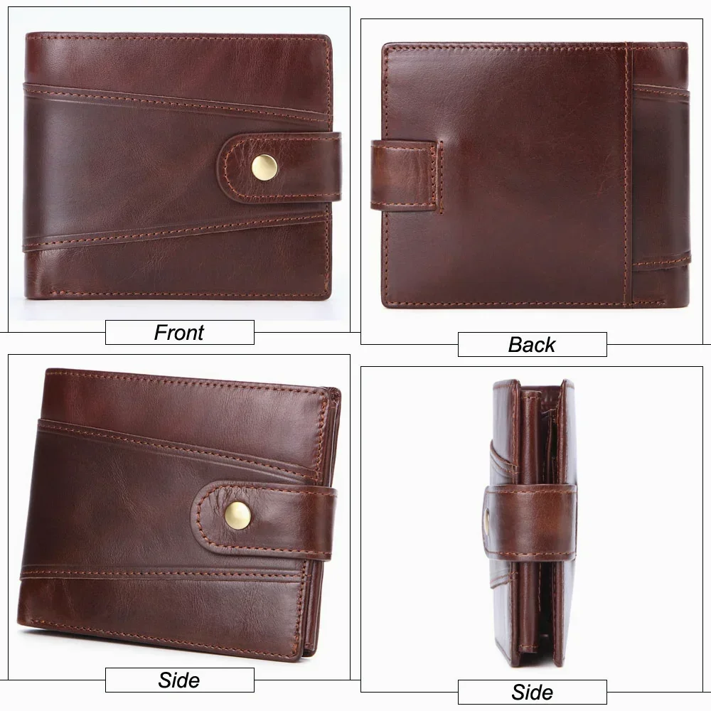 Men\'s Wallet RFID Vintage Genuine Leather Multifunctional 2 Fold Multi-card Coin Wallet Business Card Holder Money Bag Purse