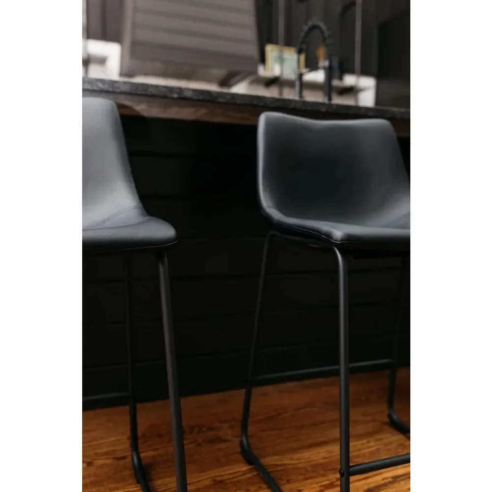 Centiar 24 inci konter ketinggian Modern Bucket Barstool, 2 Count, HITAM