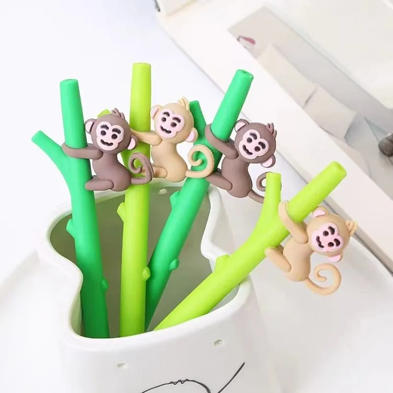 1pcs Random Cartoon Tree Climbing Monkey Neutral Pen Student Learning Office Supplies Stationery Writing Smooth Exam Suitable