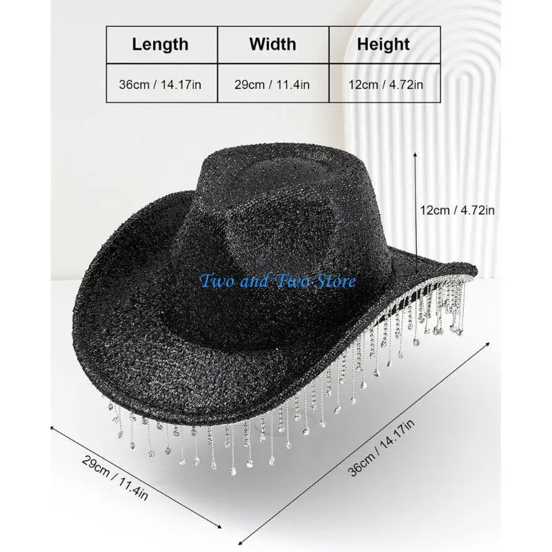 HX6F Adult Hat Princesses Sun Hat Fisherman Denims Hat with Rhinestones Decoration
