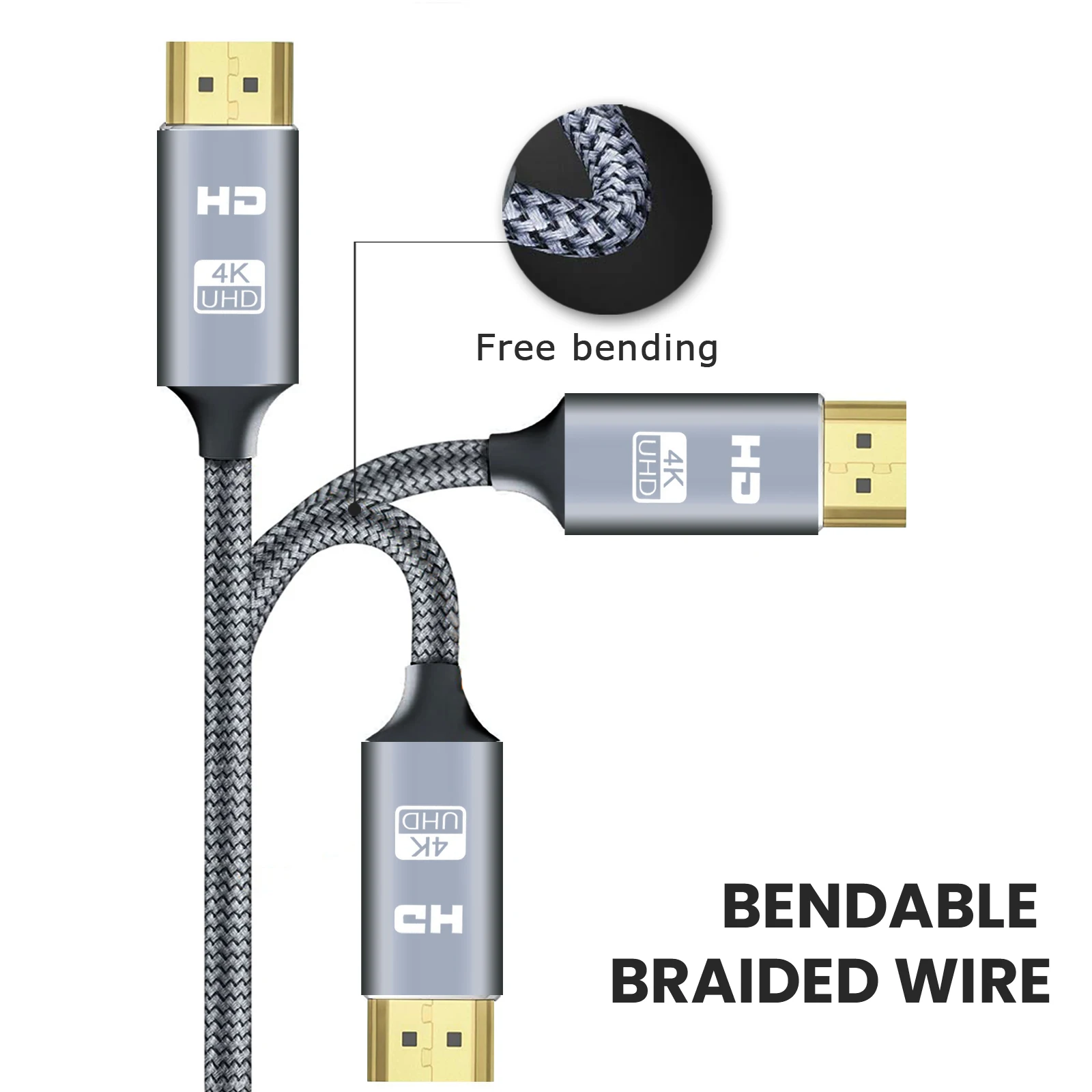 Cable HDMI 2,0 4K HDR 3D, Cable Ethernet de alta velocidad para PS3, PS4, Xbox Fire TV Stick, reproductor Blue Ray