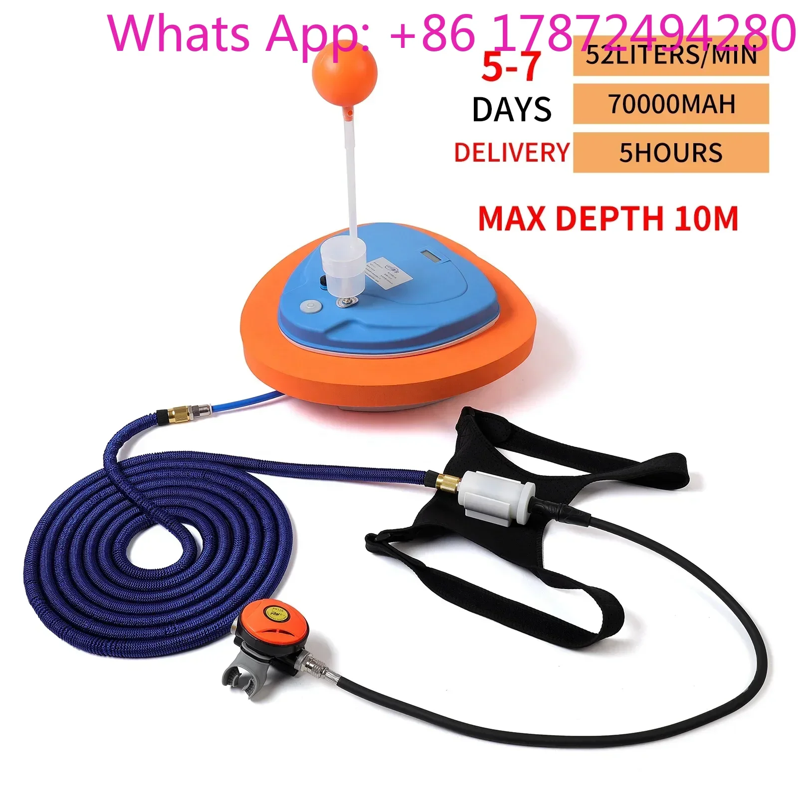 Mini Hookah Underwater Breathing System Z500 5H Endurance 10m Tankless Diving Equipment