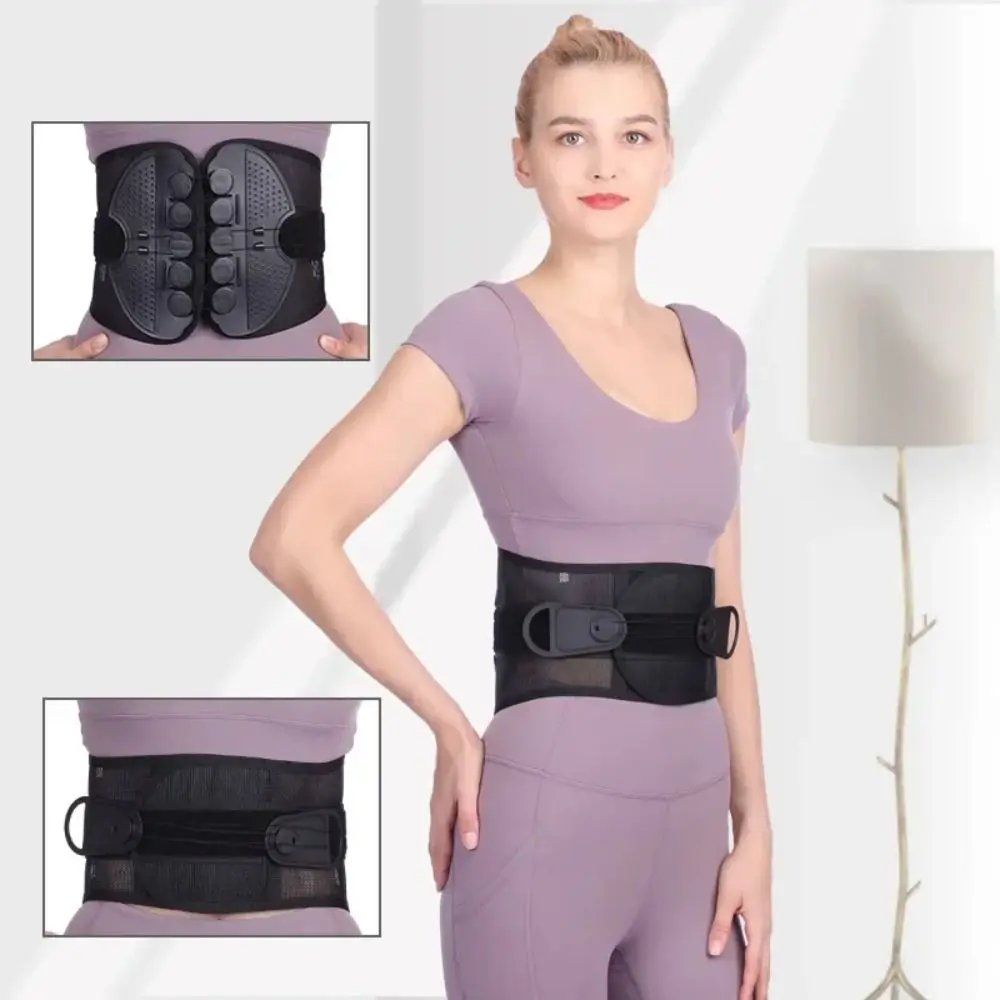 New Nylon Back Support Double Pull Black Brace Belt Adjustable Posture Corrector Unisex