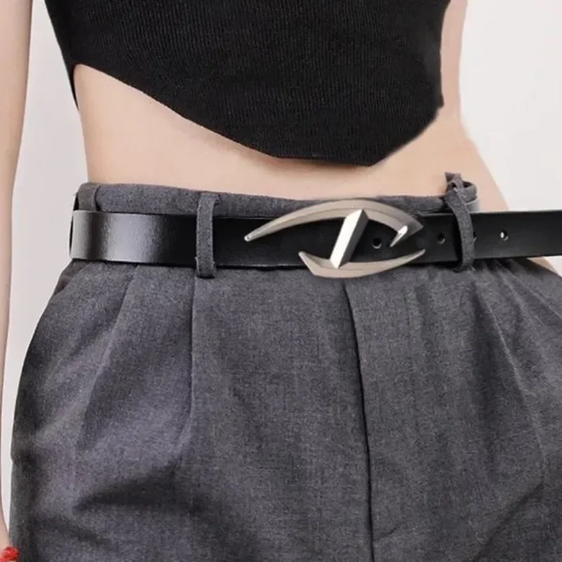 Men Women Waist Belt Punk Irregular Metal Buckle Decorative Belt Nightclub Y2k Waistband for Pants Skirt Jeans Dress Accessories