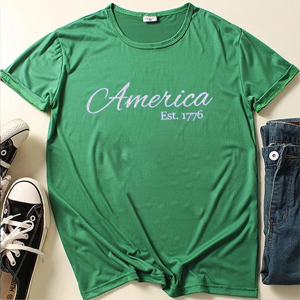 Seeyoushy america est.1776 Befreiungs tag Unabhängigkeit stag gedruckt Top Harajuku 90er Jahre Vintage Top Sommer Mode Damen T-Shirt