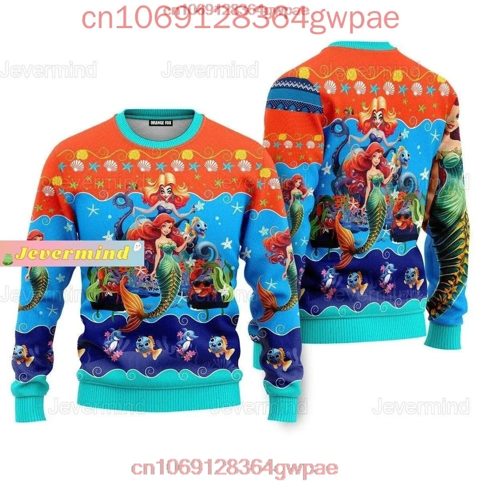 The Little Mermaid Ariel Christmas Sweater Men's Women's 3d Print Ugly Sweater Disney Casual Sweatshirt Ugly Christmas Sweater