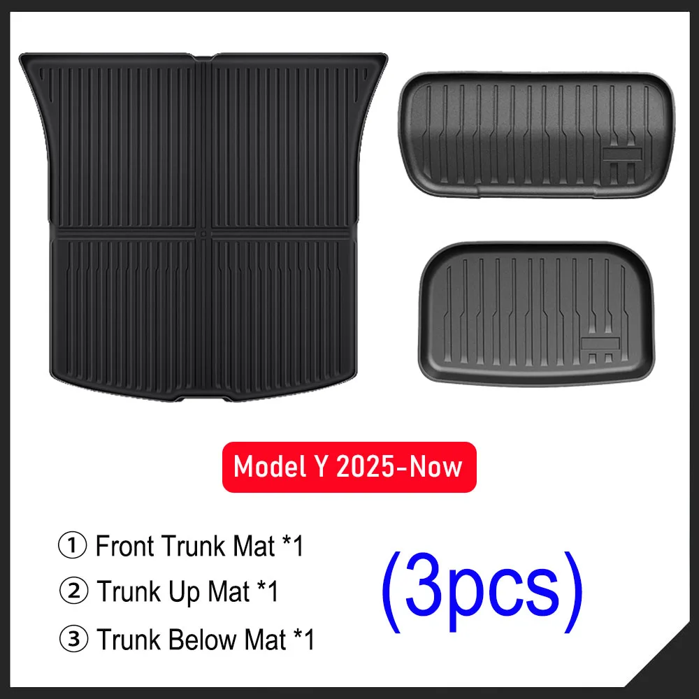 Tesla Model Y Juniper 2025 2026 voor- en achterbakmatten, kofferbakmat, zittingbeschermers, all-weather interieur accessoires