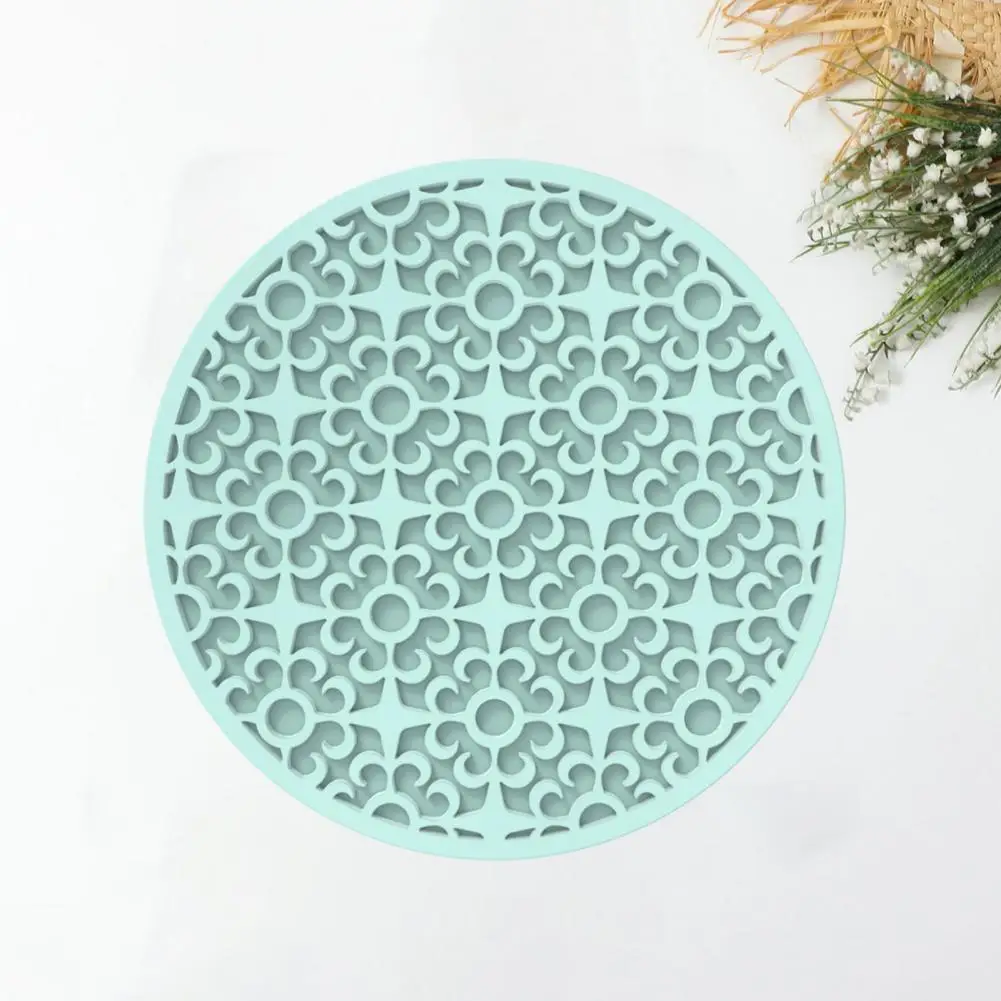 Anti-slip Draining Coaster Retro Patterned Silicone Coaster Set Heat Insulation Tea Cup Mat Reusable Soft Round Drain for Easy
