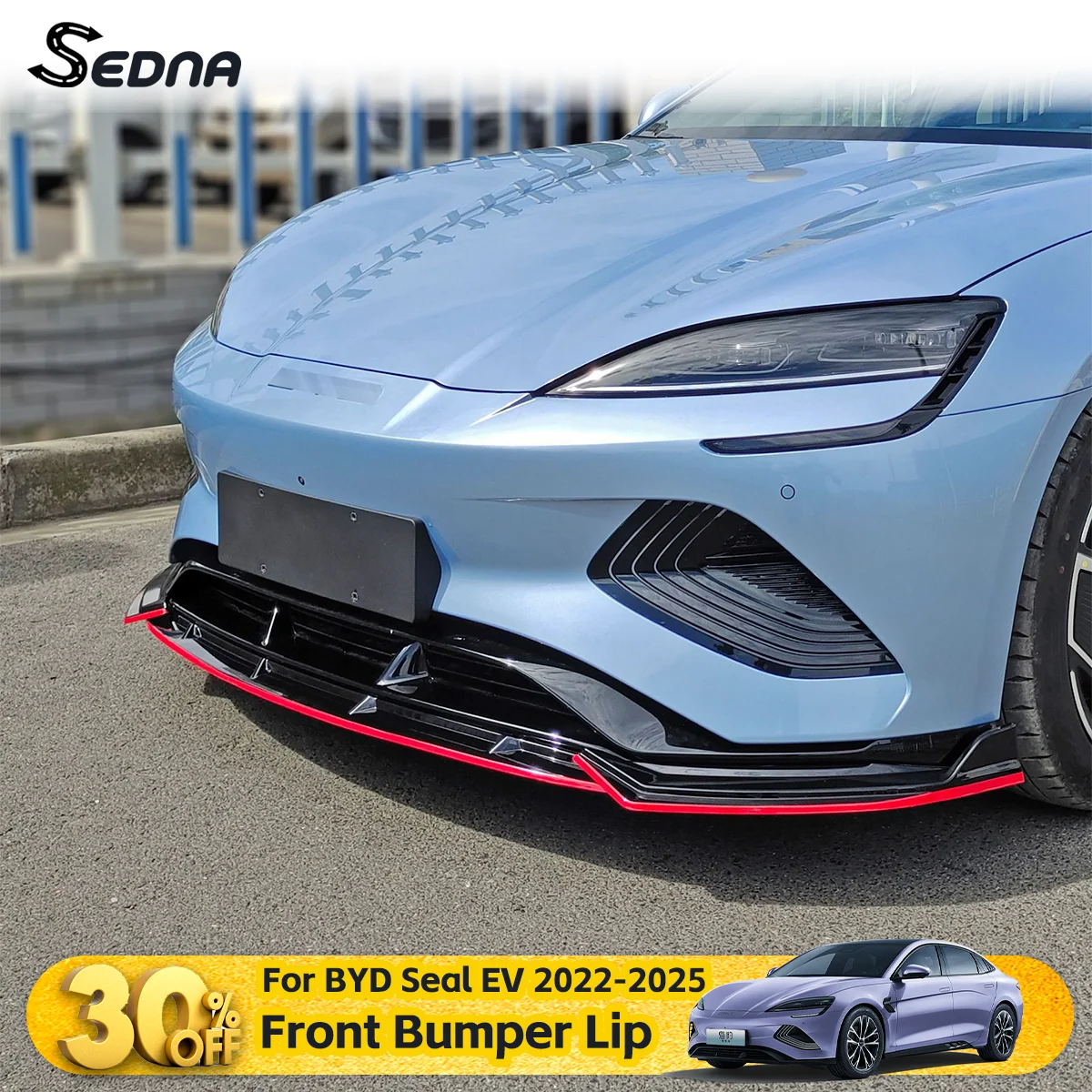 Front Bumper Lip Splitter Shovel Diffuser For BYD Seal EV 2022-2025 Car Tuning Guard Accessories Auto Exterior Parts Body Kits