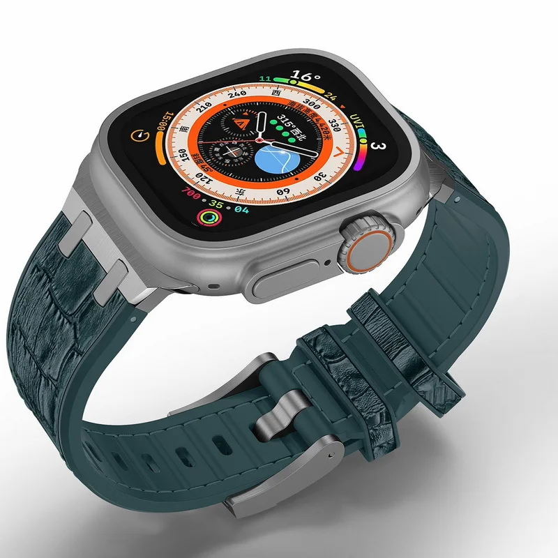 AP Mod التمساح نمط سيليكون حزام ل أبل ساعة ، الترا 8 7 6 الفرقة ، 40 مللي متر ، 41 مللي متر ، 44 مللي متر ، 45 مللي متر ، سوار ، الأعمال ، الرياضة معصمه