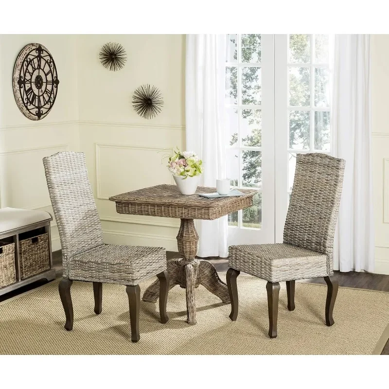 Cadeira de jantar Milos Grey Wicker, 18 pol, Home Coleção