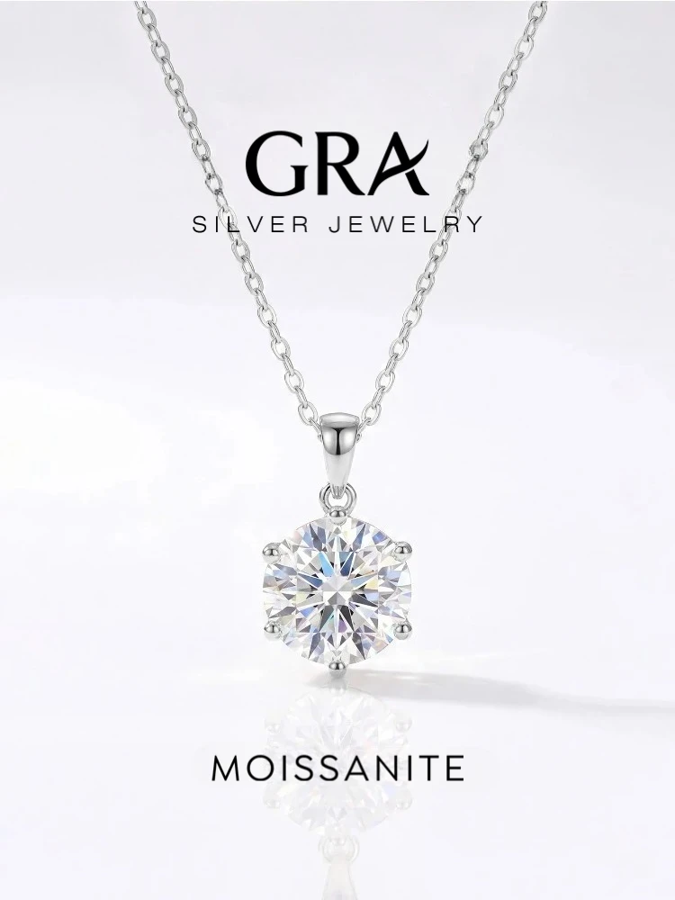 GRA Classic 1CT Round Moissanite Diamond Necklace For Women Gift Real 925 Sterling Silver Anniversary Wedding Luxury Jewelry
