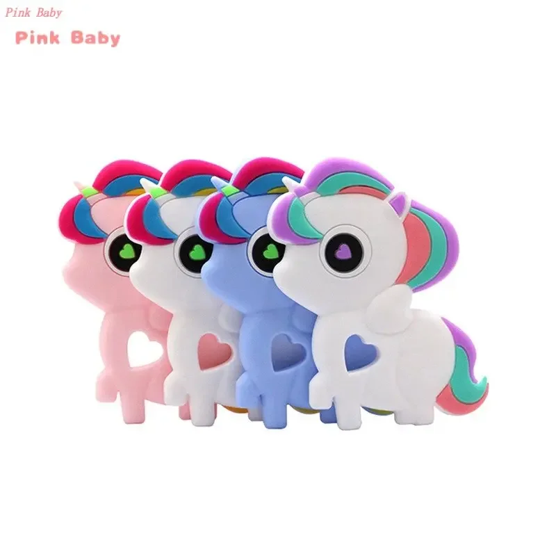 1pcs Unicorn Silicone Baby Teether Cartoon Animal BPA Free Baby Teething Toys DIY Chew Necklace Accessories Nursing Tool Pendant