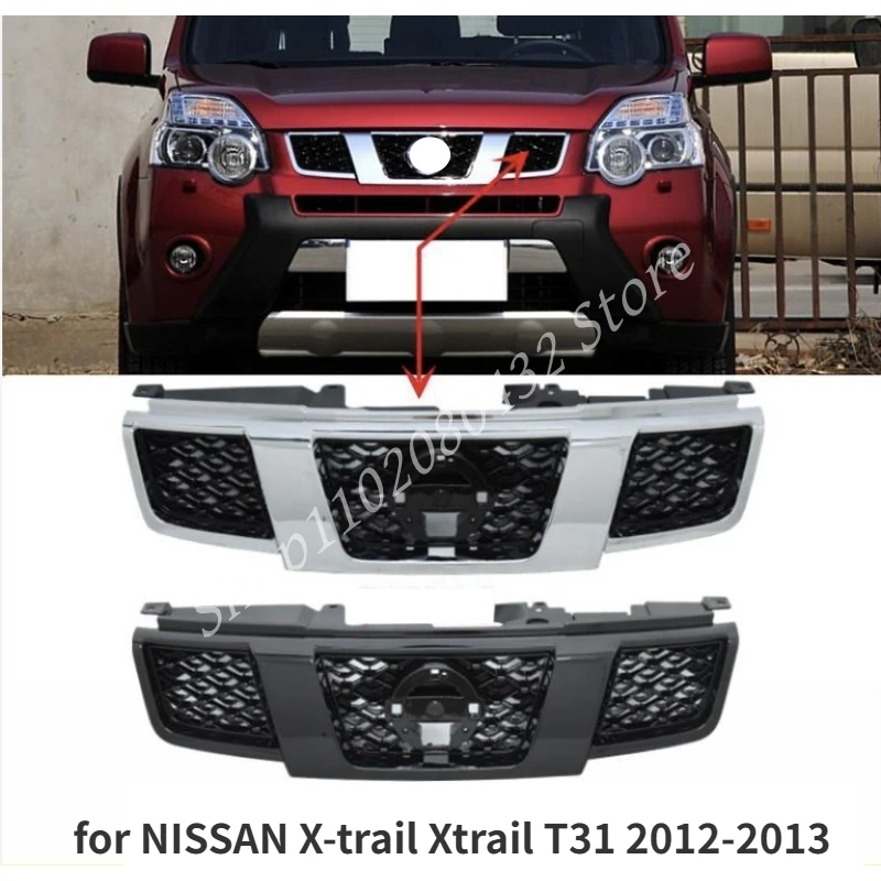 

Fit for NISSAN X-trail Xtrail T31 2012-2013 Matt Black Front Bumper Mesh Grille Grill 1pcs Racing Grills