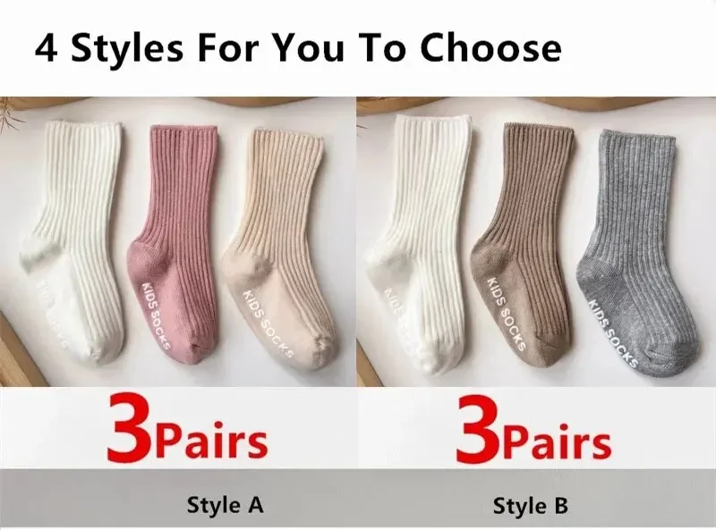3 Paare/los Baby Socken Jungen Mädchen Baumwolle Streifen Weiche Socke Kinder Kleinkind Rutschfeste Gummigriffe Bodensocken Für 0-3 Jahre – Detail 9