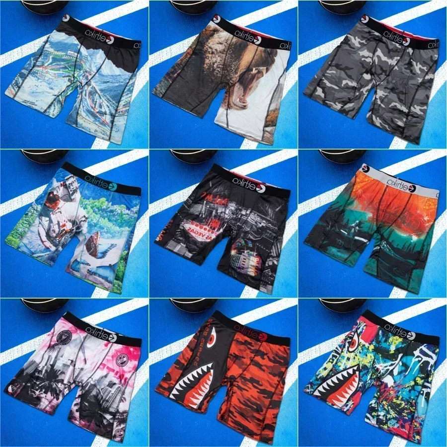 ETHIKA Sexy Men Underwear Boxers Cueca Fashion Print Man Boxershorts Summer Breathable Panties Plus Size Men Boxers Underpants