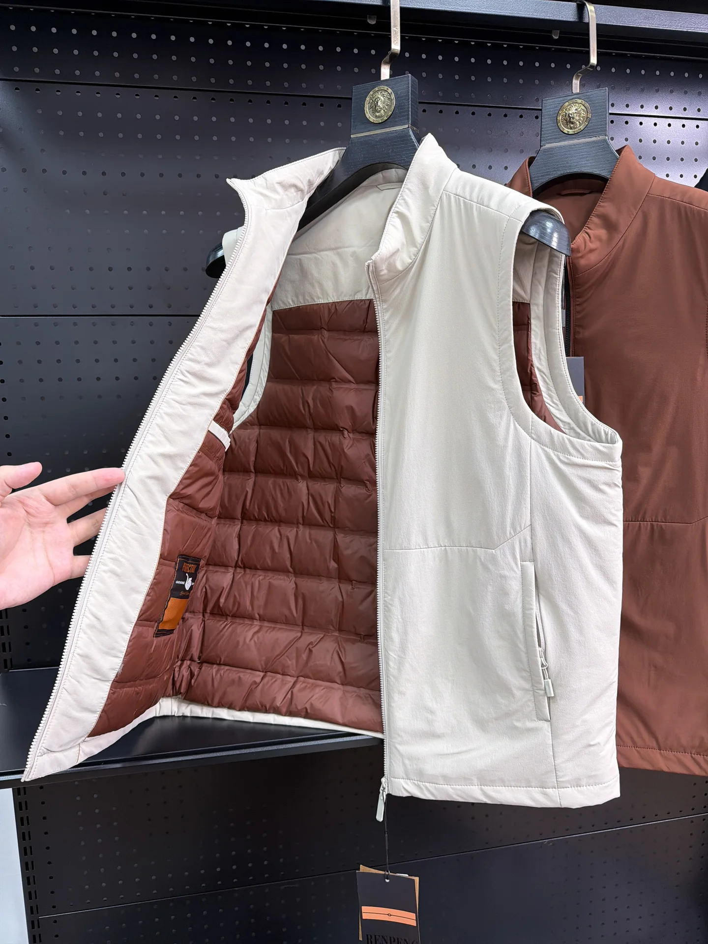 Lightweight Thickened Goose down Vest Men's Autumn Winter Stand Collar Outdoor Fashion Urban Style Warmth Zipper Closure Inne...