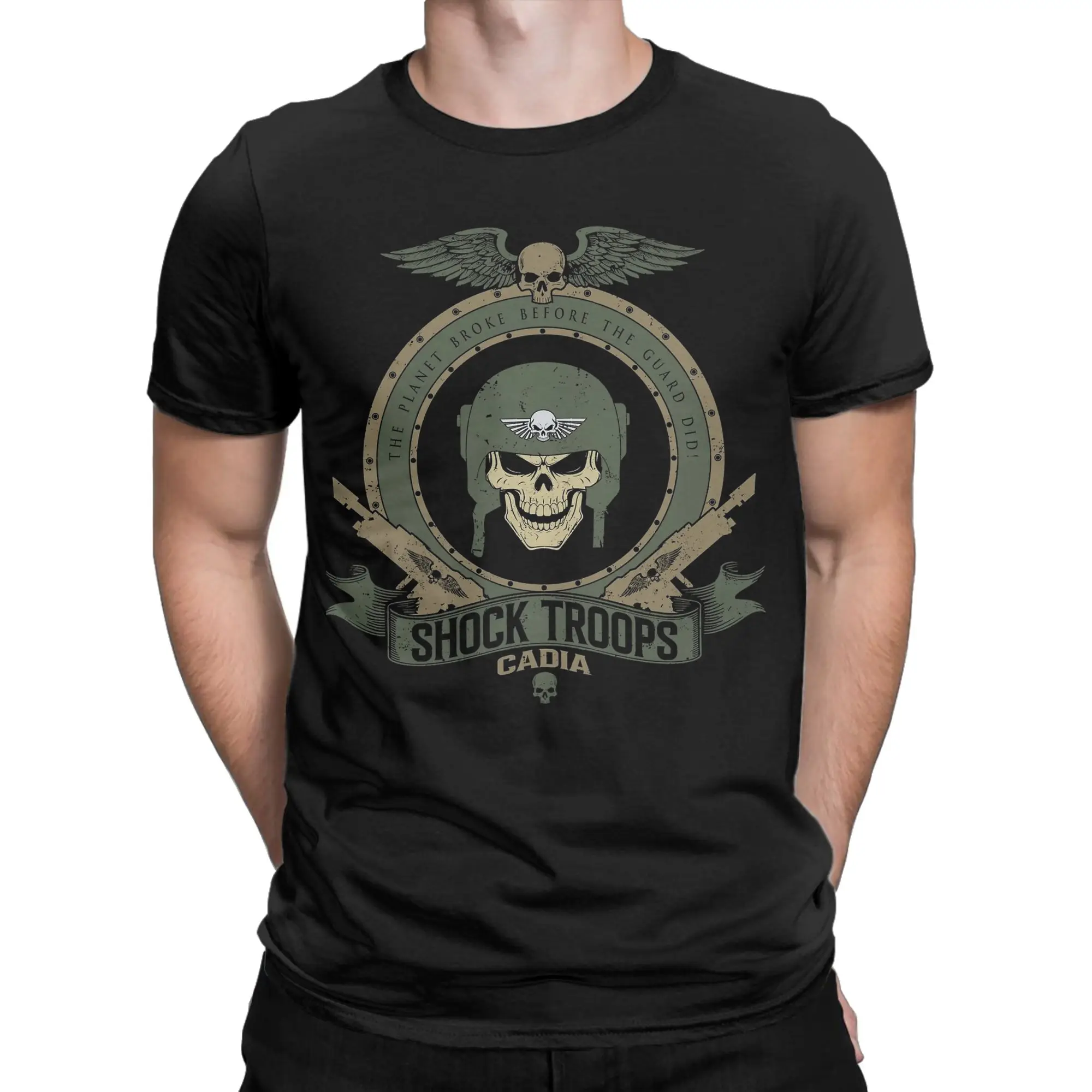 Cadia Crest Death Korps T-Shirts Men  Hipster Cotton Tees Round Neck Short Sleeve T Shirts Summer Tops