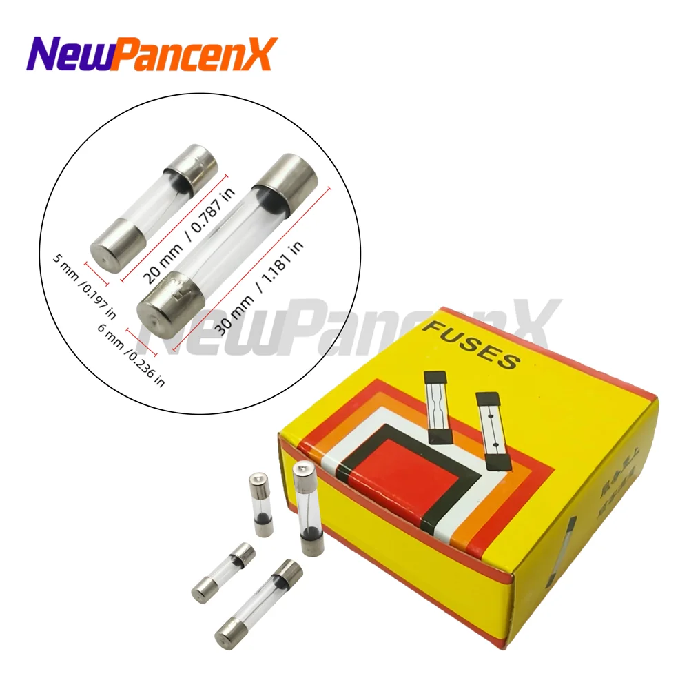 100PCS 5*20mm 6*30mm Fast Blow Glass Tube Fuses 5x20mm 6x30mm 250V 0.5A 1A 2A 3A 4A 5A 6A 8A 10A 15A 20A 25A 30A  AMP Fuse