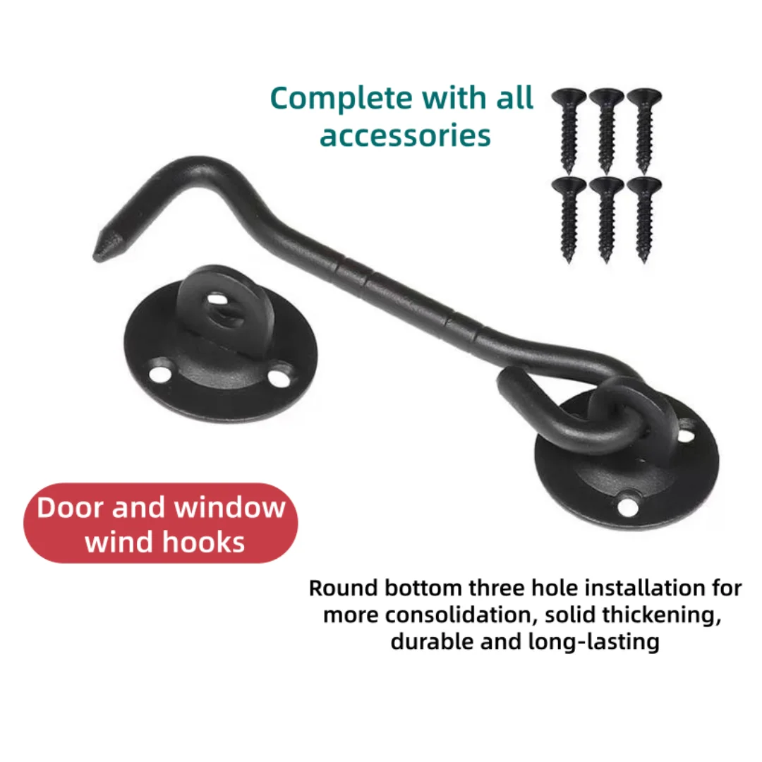 Barn door and latch，simple hook closure for sliding doors，cabinets，windows，and bedrooms to increase privacy，black，2 pieces