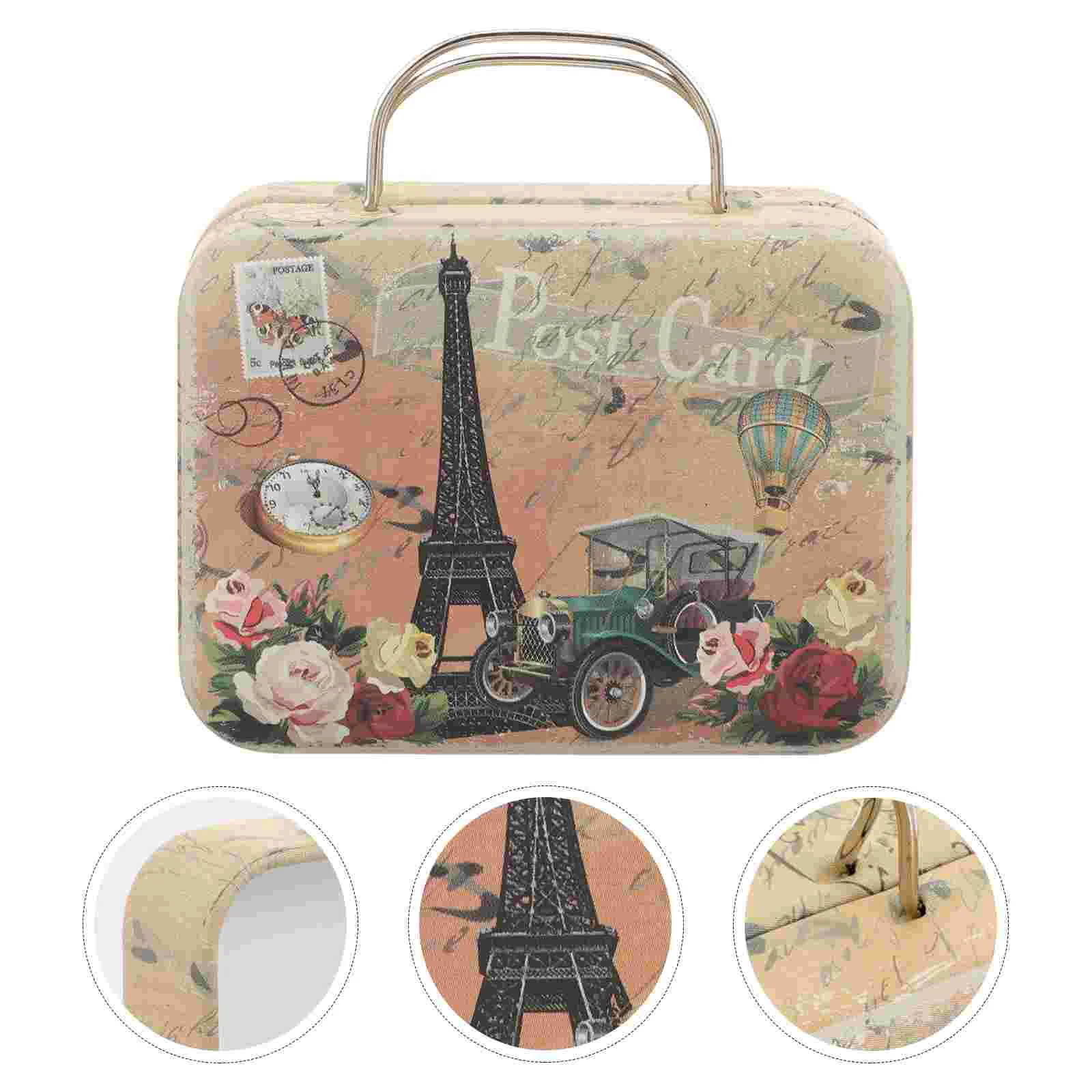 Retro Suitcase Fake Lashes Mini Girl for False Eyelashes Organizer Metal Container Small Travel