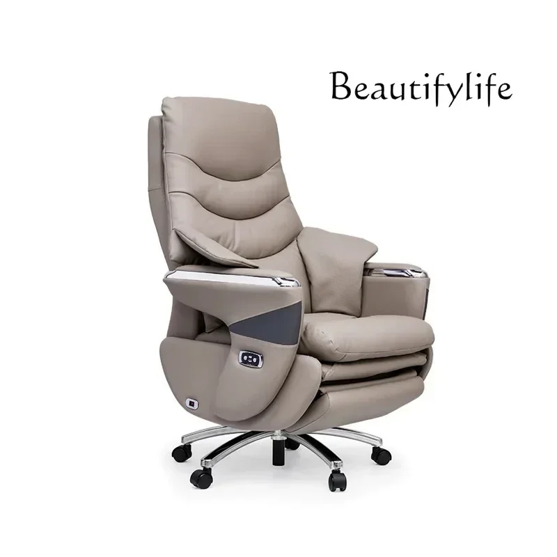S Recumbable Electric Boss Chair Comfortable Cowhide Office Computer Office Seat Office Chair