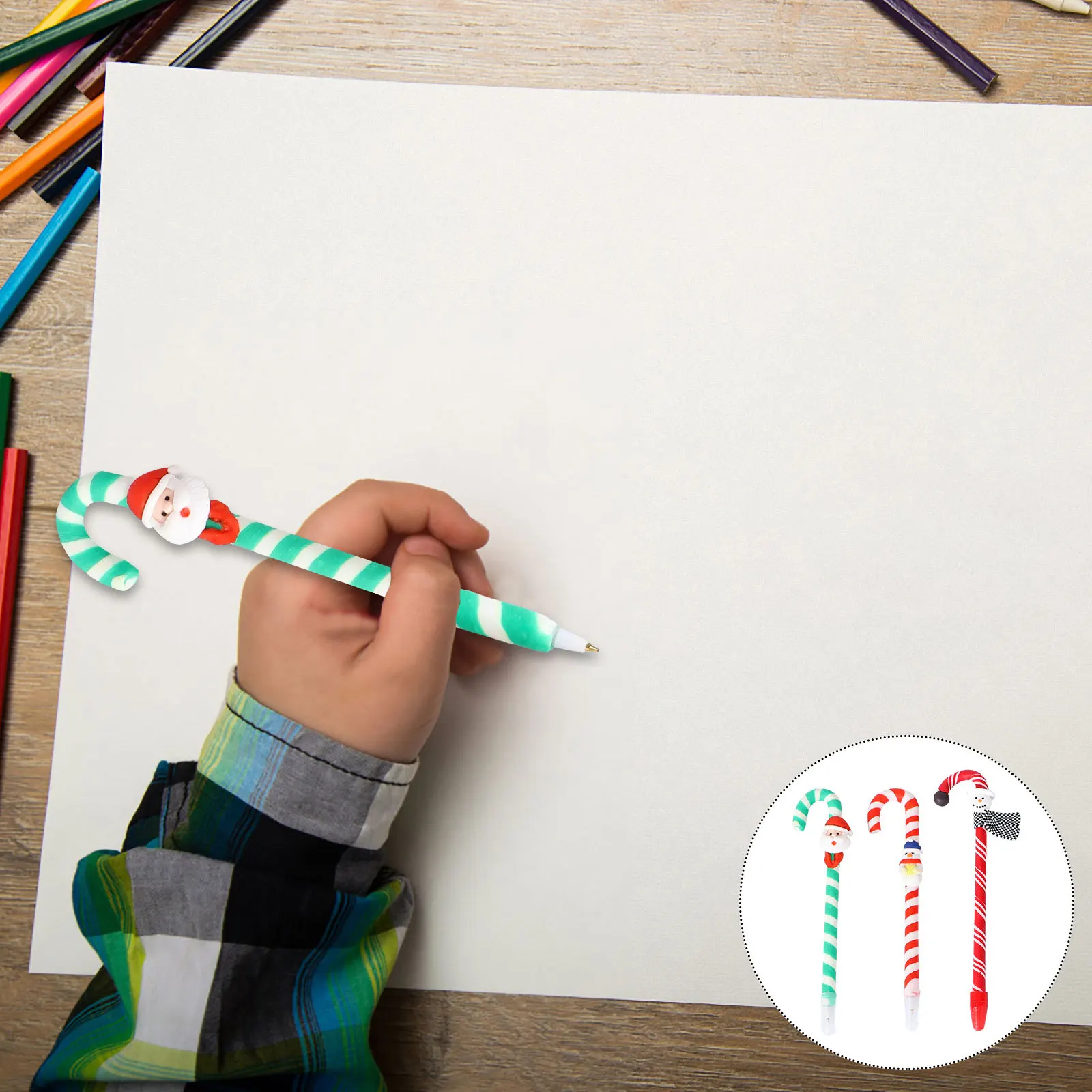 

6Pcs Soft Clay Pen Cute Christmas Character Ball Pen Smooth Ink Flow Favorite Design School Stationery Gift for Pupil