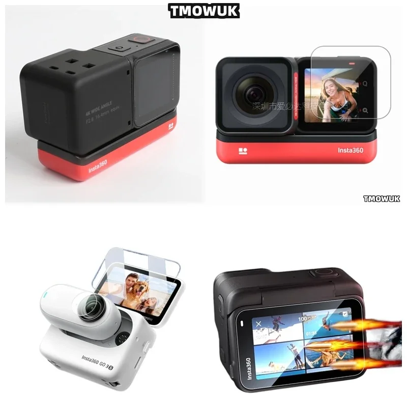 

For Insta360 GO3S Case For One RS Link 2 Link 2C GO 3 3s ACE Pro AcePro 2, TPU Soft Lens Film Cover + Hard Tempered Glass LCD Sc