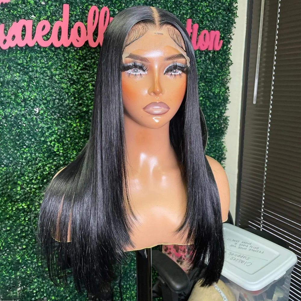 Straight Layered Cut Lace Front Wigs Cute Brazilian Human Hair for Women 4X4 HD Lace Closure Wigs PrePlucked with Baby Hair