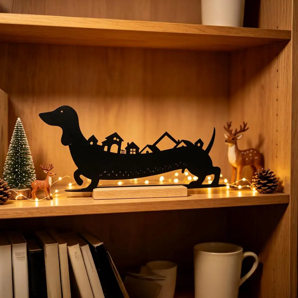 Dachshund Desk Ornament 24-day Christmas Countdown Advent Calendar Dachshund Metal Silhouette Ornament Funny Holiday Tabletop