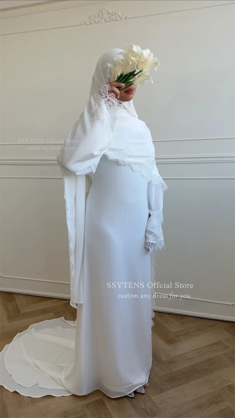 SSYTENS Elegant Modest Wedding Dresses Formal Event Lace Long Sleeve Bride Gowns Button Bride Dress Customized Vestido De Novia view 5