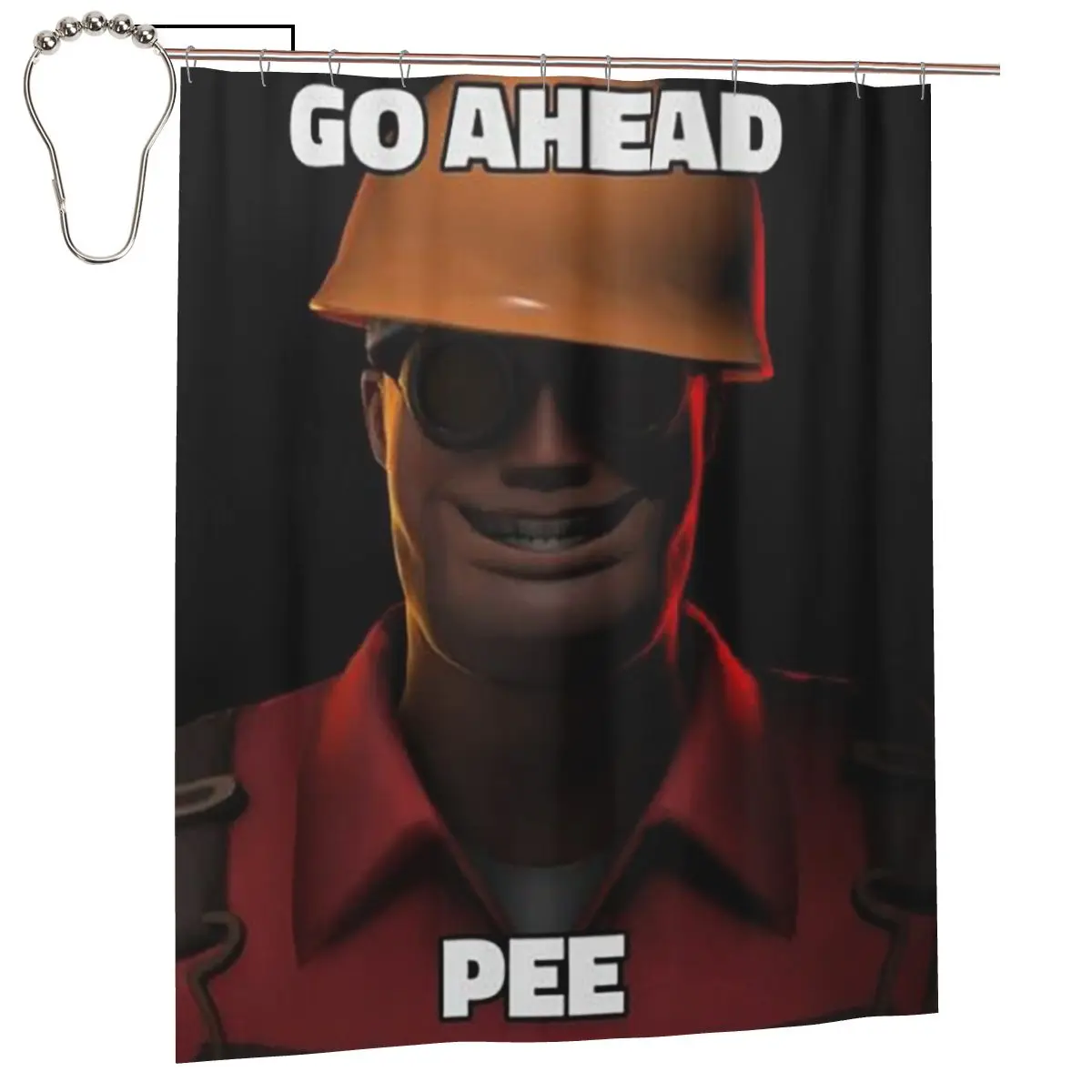 

Tf2 Go Ahead Pee Classic Shower Curtain Bathroom Polyester Waterproof Bath Curtains with Hooks