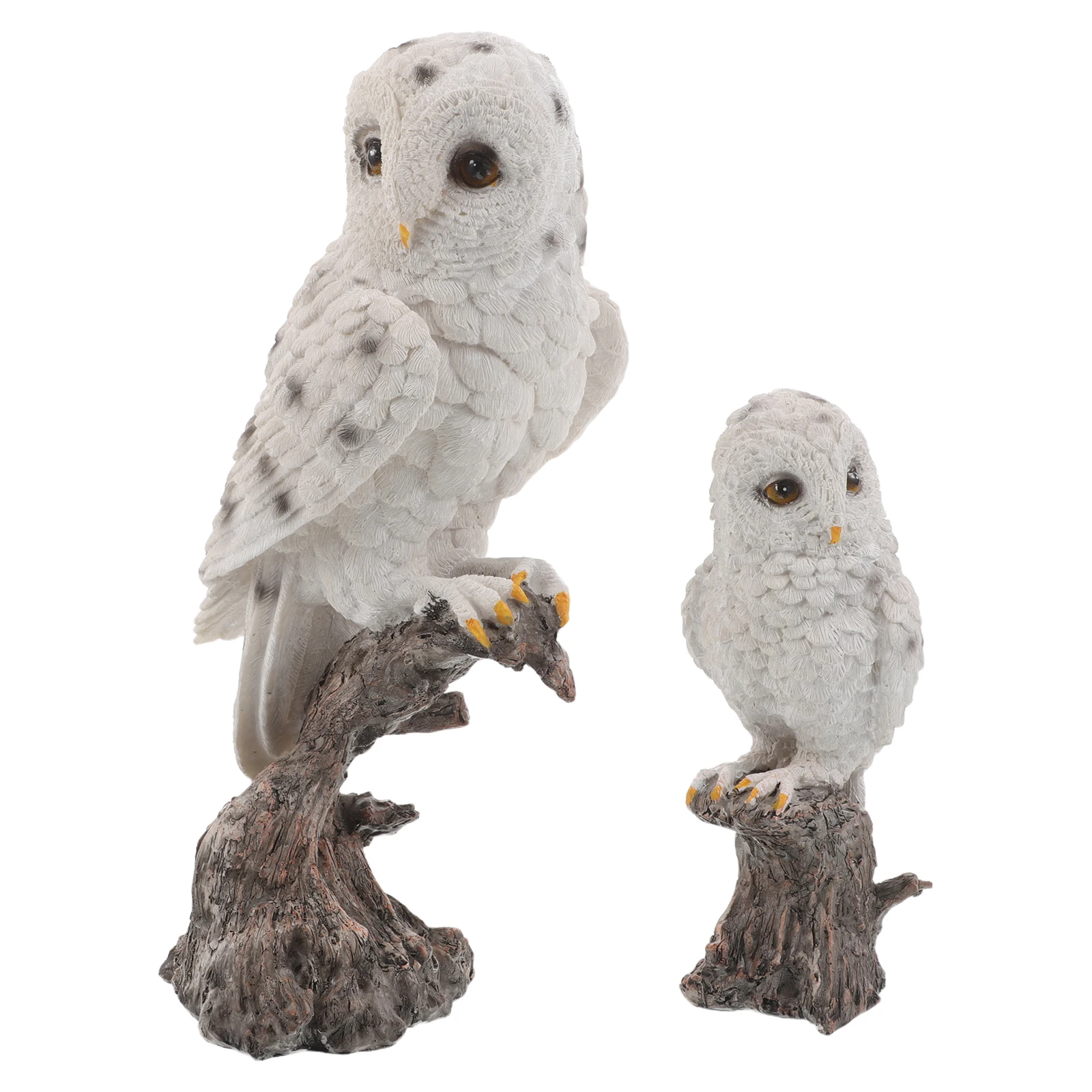 

2 PCS Outdoor Owl Decoration Statues Ornament Accessories Resin Craft Ornaments Garden