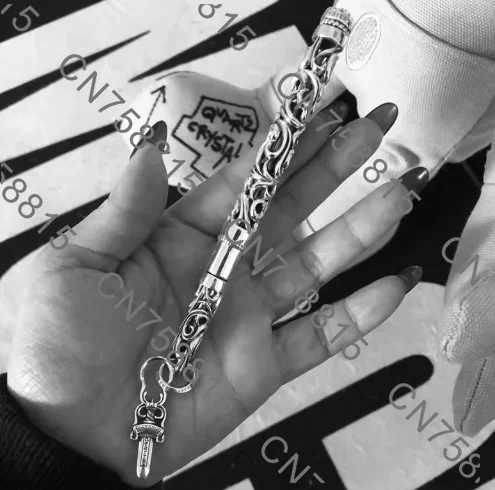 

Vintage metal ballpoint pen high-end business style, unisex, ideal gift for men., horizontal hollow engraving