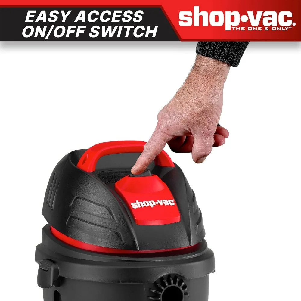 Shop-Vac 9303511 Aspirapolvere a secco e umido da 2,5 galloni, HP di picco da 2,5, diametro 1,25 pollici x tubo da 4 piedi, lunghezza cavo da 12 piedi, montaggio a parete, incluso