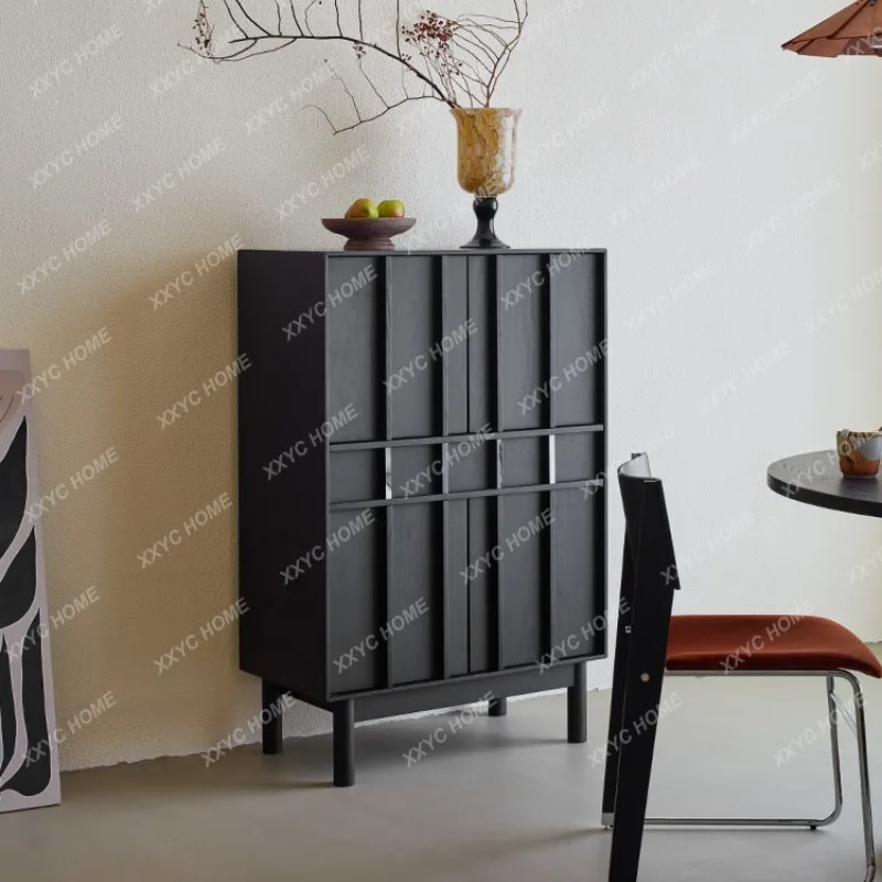 

C Light sandalwood medium and ancient style solid wood dining side cabinet, living room against the wall integrated locker