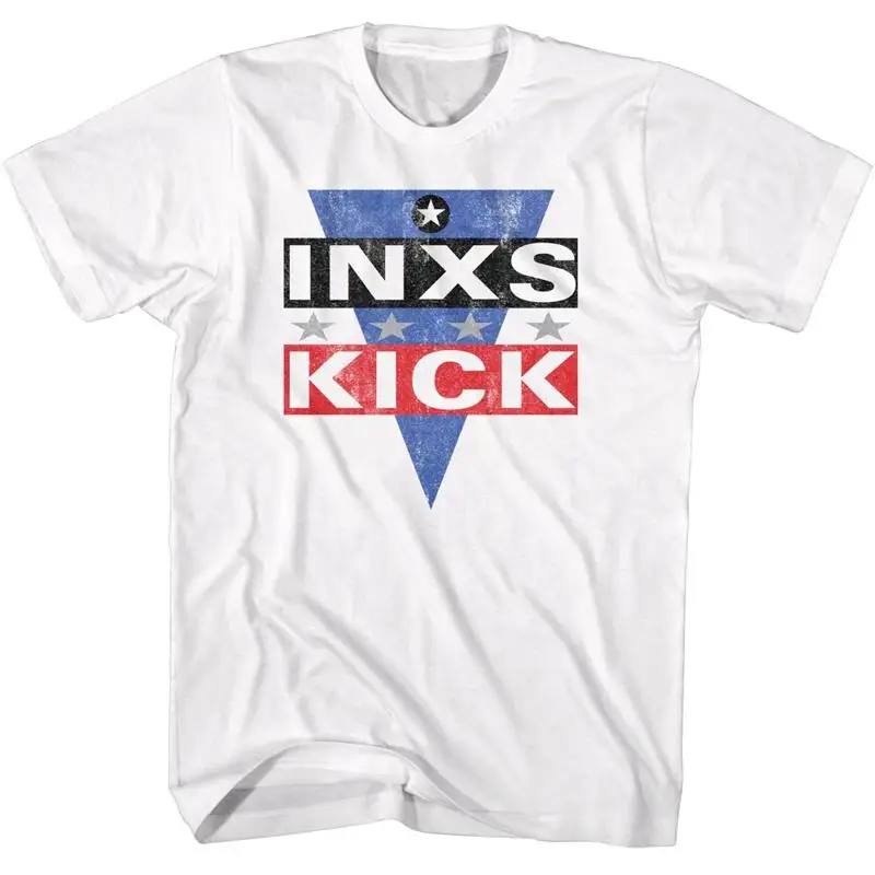 Inxs Music Band Adult T Shirt Kick Logo Lp Rock N Roll New Licensed White Cotton