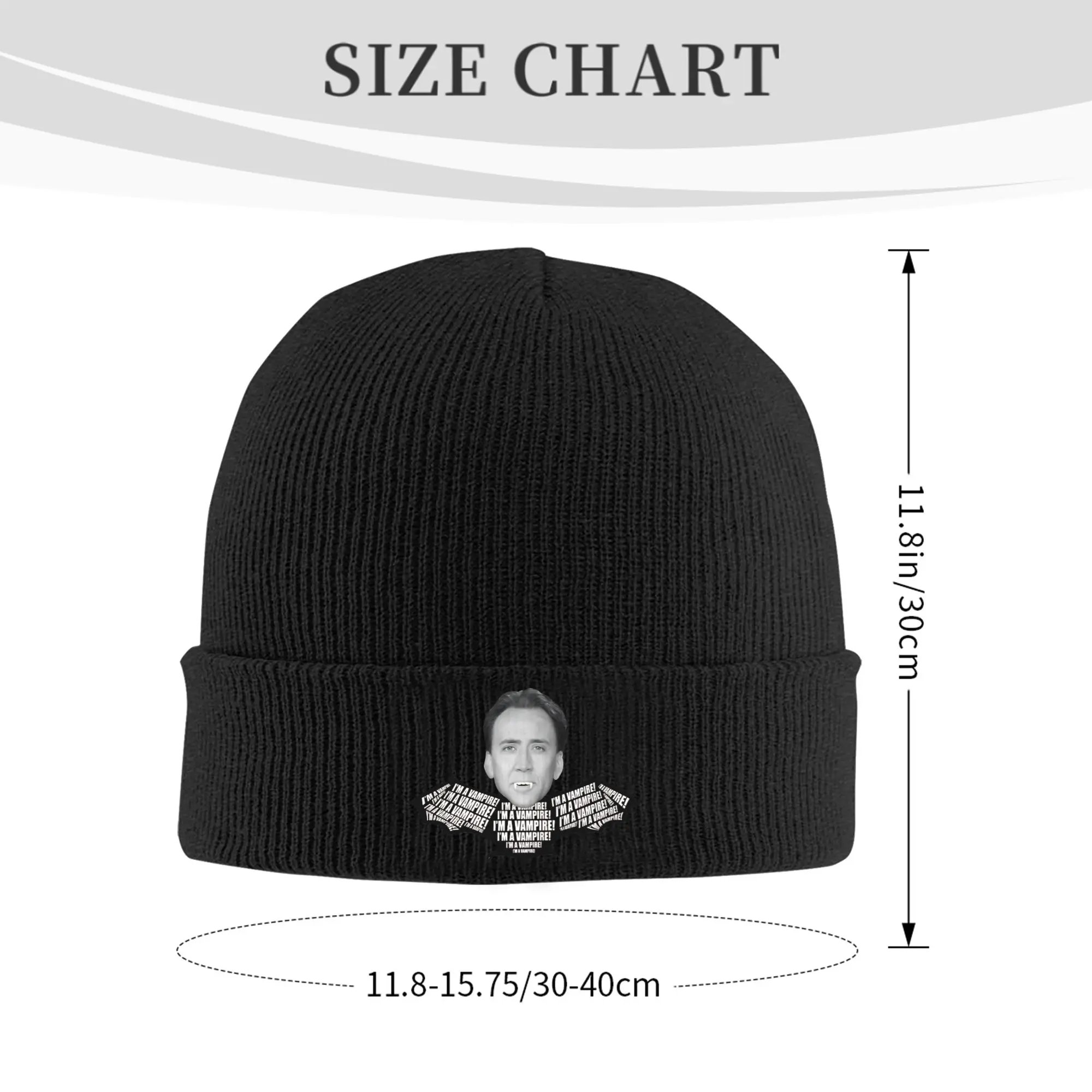 Nicolas Cage Bat Knit Hat Beanie Autumn Winter Hats Warm Unisex  Fashion I'M A Vampire Vintage Cap Men Women Gift,